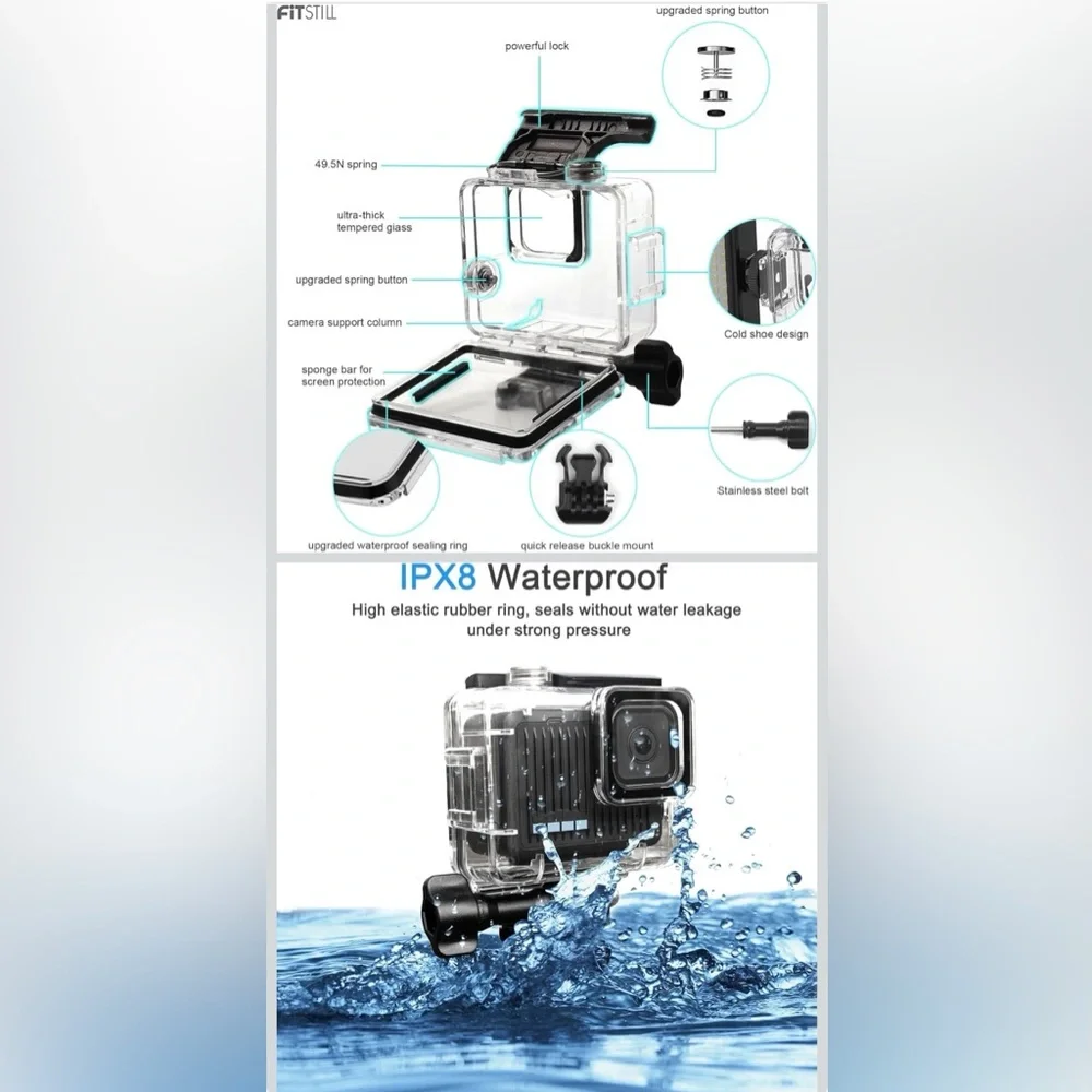 Black and Clear Underwater Diving Housing for GoPro Hero4K